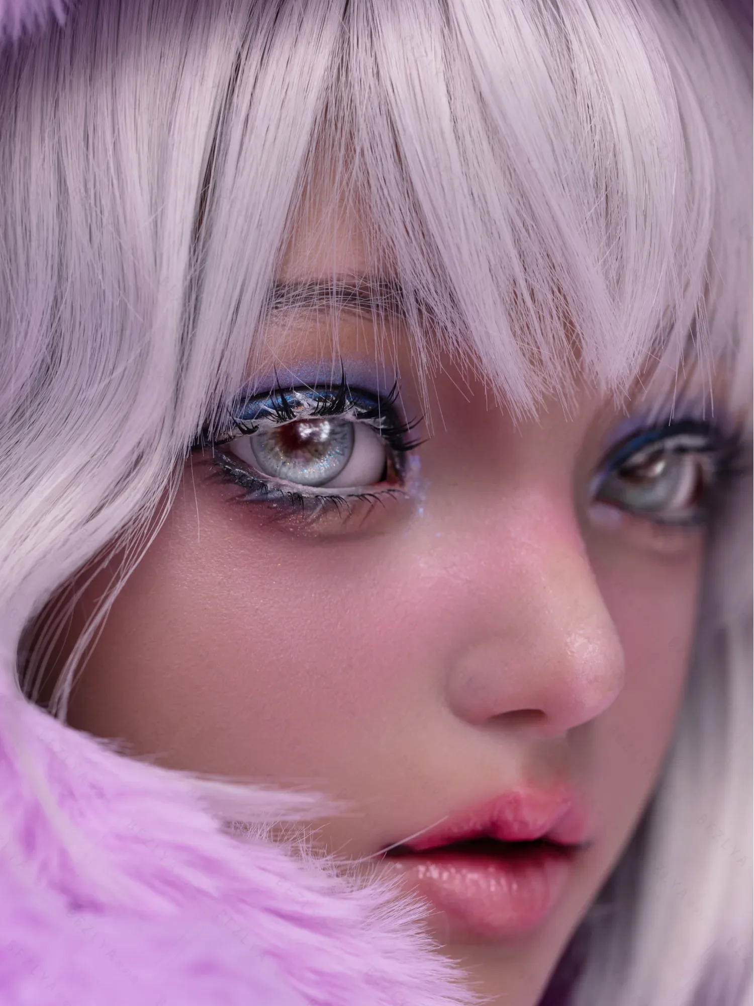 F5936-155Mcm(5.1ft)-38kg 2.2cf E Cup Sex Doll in Purple Plush Cat Costume – Realistic Silicone Anime Catgirl Doll for Adults｜AITIA Doll view 9