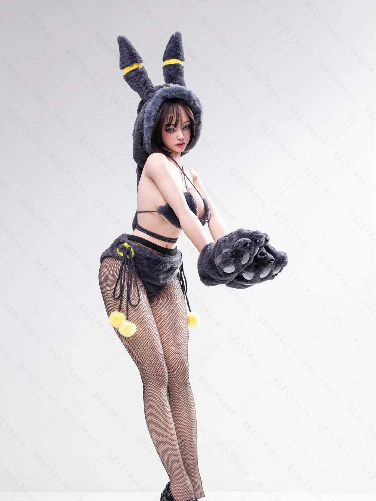F5935-155Mcm(5.1ft)-38kg 2.2cf E Cup Sex Doll with Black and Yellow Plush Ears – Realistic Silicone Anime Bunny Girl for Adults｜AITIA Doll view 4