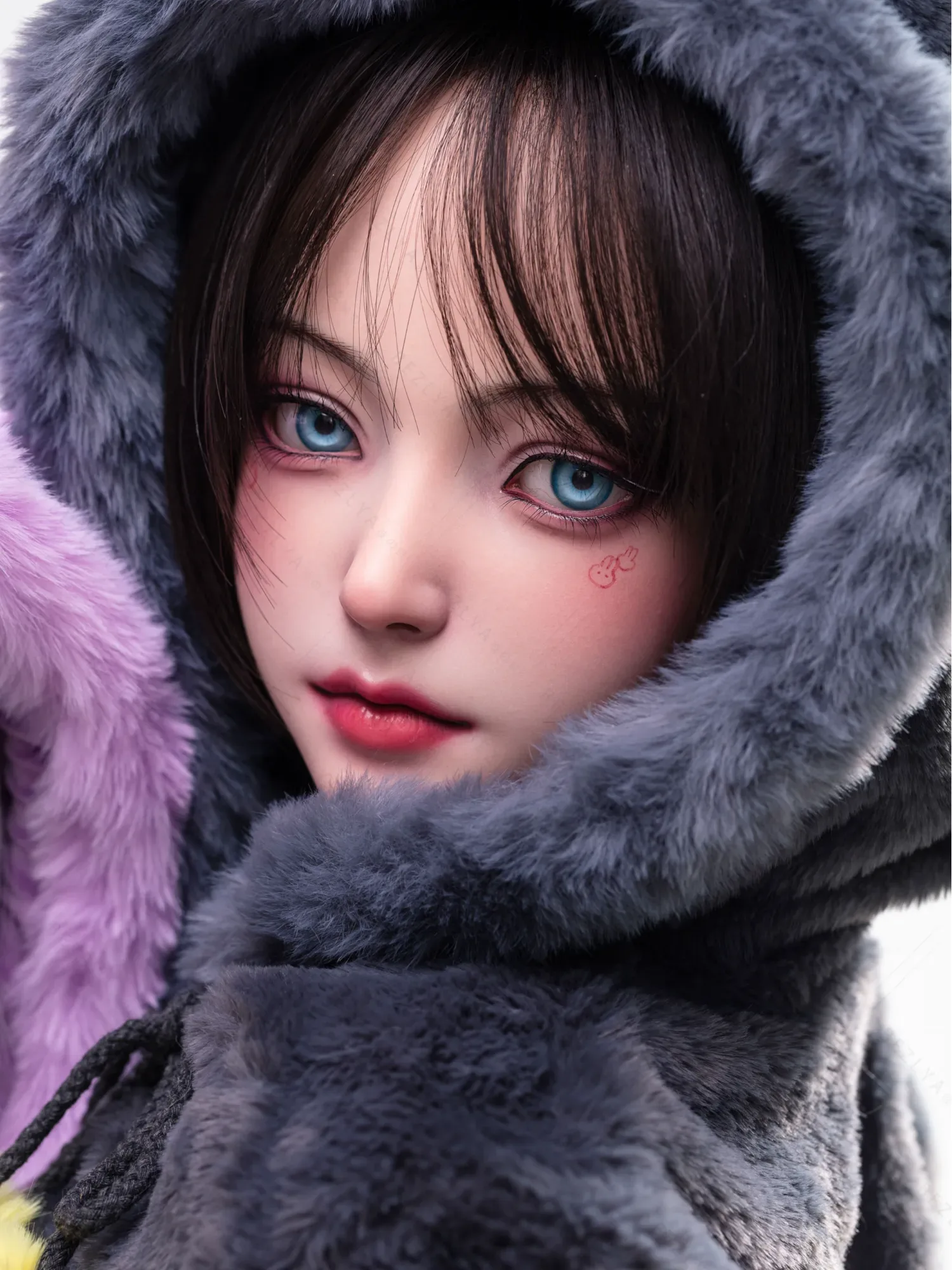 F5935-155Mcm(5.1ft)-38kg 2.2cf E Cup Sex Doll with Black and Yellow Plush Ears – Realistic Silicone Anime Bunny Girl for Adults｜AITIA Doll view 5