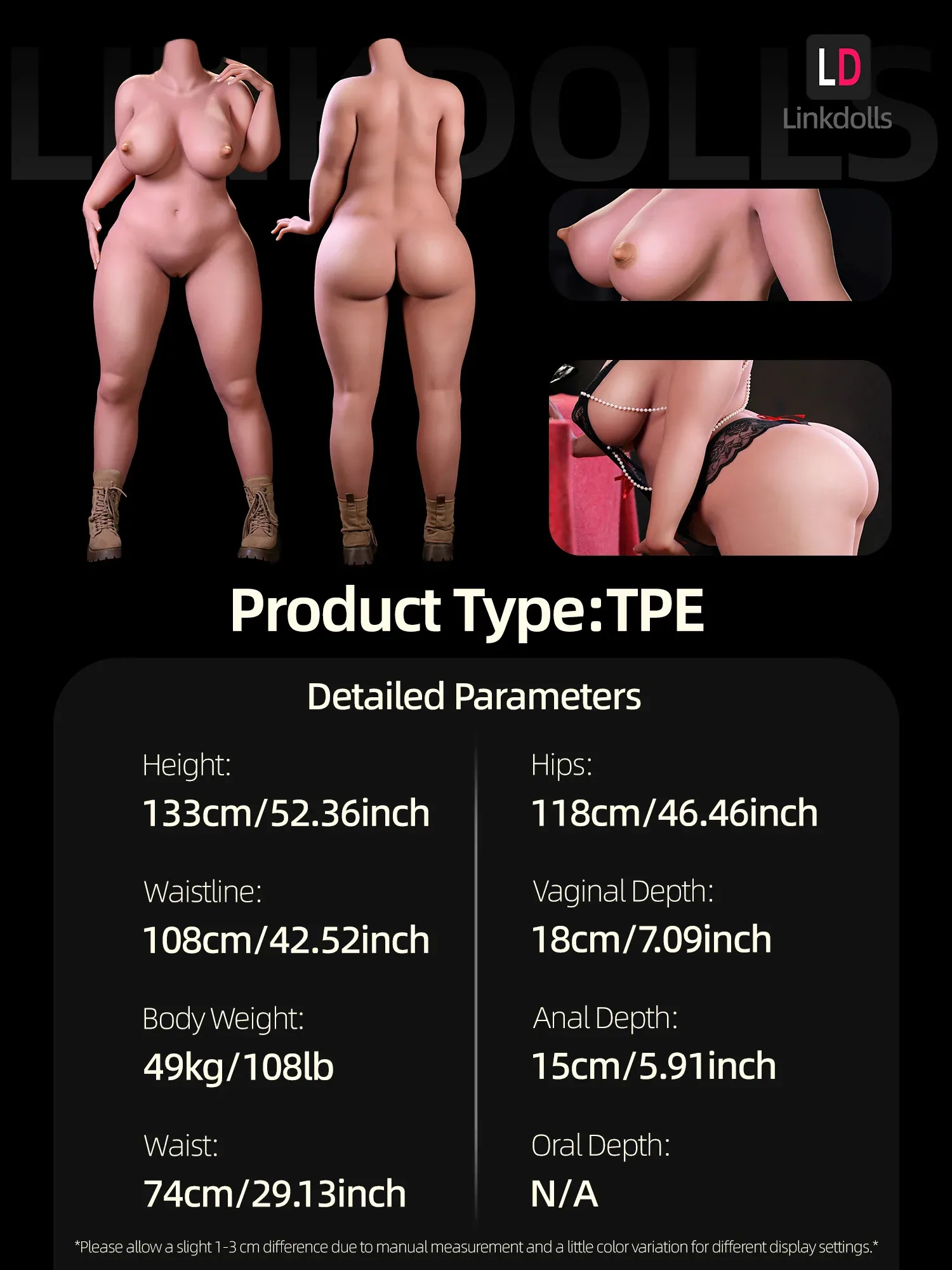 F4884-150cm(4ft9)-42kg J Cup Fat Ass TPE SSBBW Brown Sex Doll Body【Weight Loss】｜Doll Castle