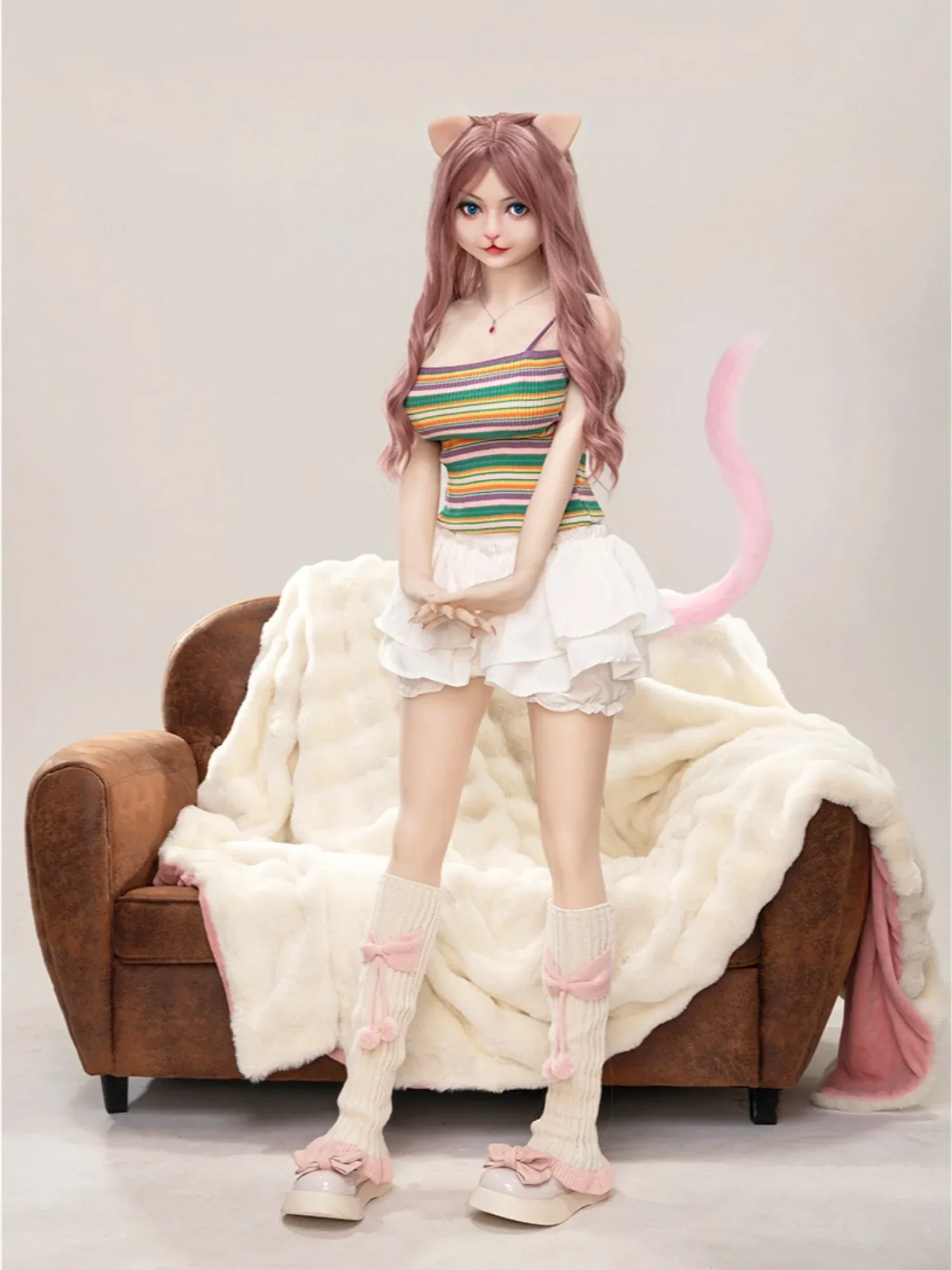 F7067-156cm\/5ft1-32kg E Cup Ultra-Realistic Furry Sex Doll with Animal Earsy Silicon Head TPE Body|Doll Castle view 12